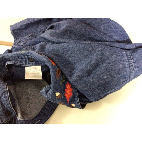 Style Studio Denim Jean Shirt Reversible Collar Womens 2X - Picture 2 of 7